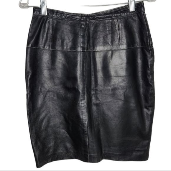 Black Leather Pencil Skirt - Picture 1 of 11